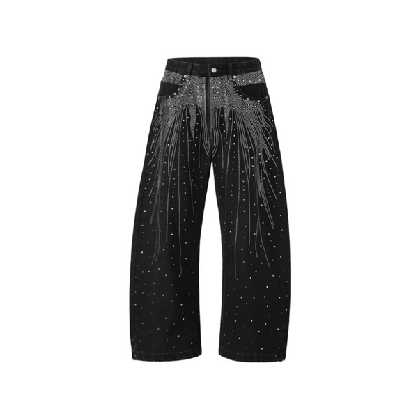 Rhinestone Embellished Jeans with Cascade Pattern