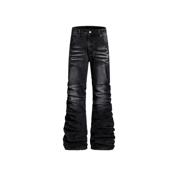 Distressed Stacked Flare Denim Jeans