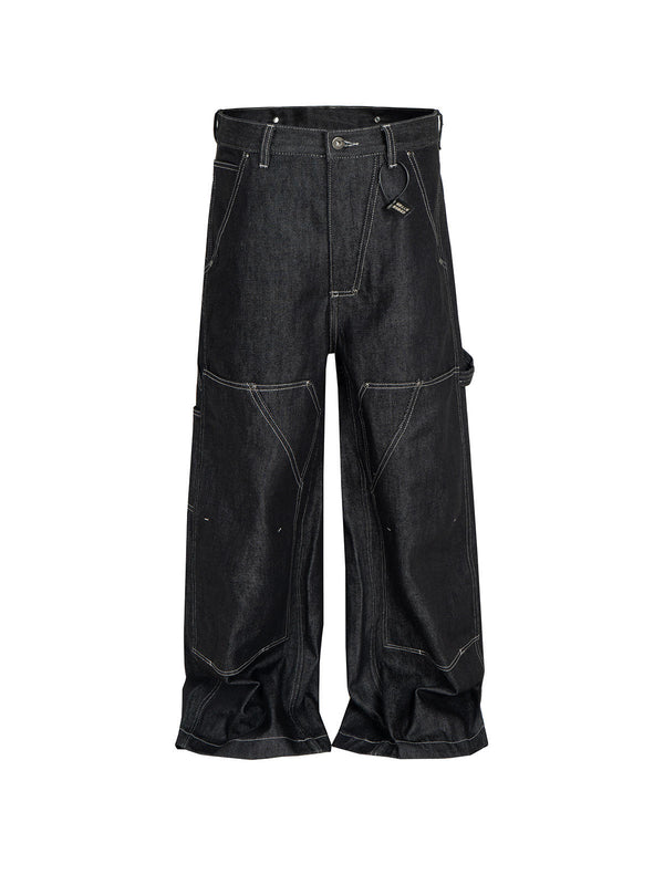 Black Baggy Carpenter Jeans, Loose Fit Workwear Pants