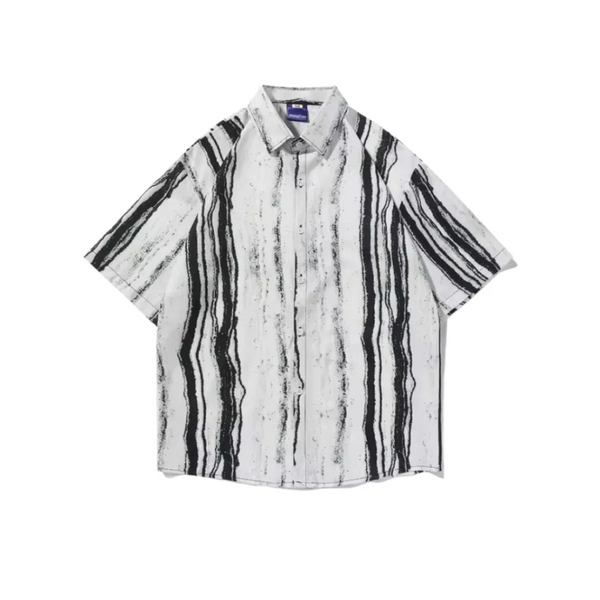 Abstract Stripe Art Short Sleeve Shirt