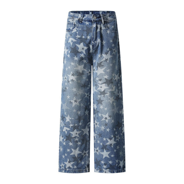 All Over Star-Print Wide Leg Denim