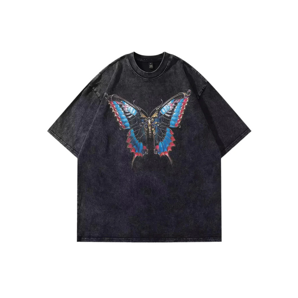 Artisanal Baroque Butterfly Print Bleached Tee