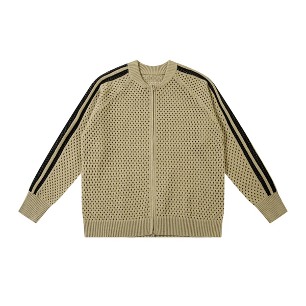 Athletic Mesh Knit Cardigan