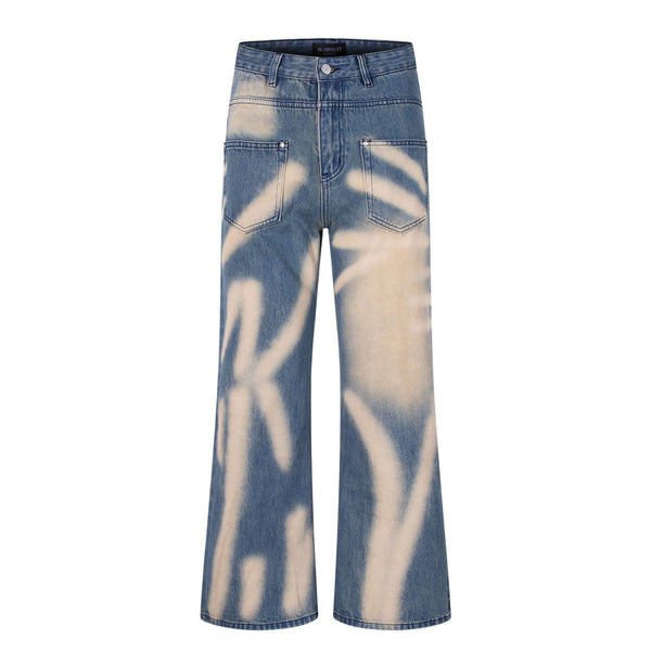 Bleach Wash Wide-Leg Denim