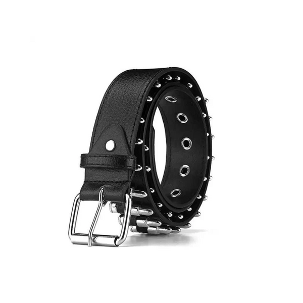 Bullet Stud Gothic Belt - Black PU Leather Punk Metal Rivet