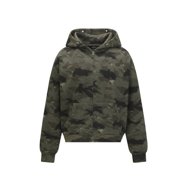 Camo Star Studded Full Zip Hoodie