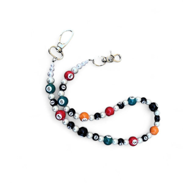 Colorful 8 Ball / Pool Ball Beaded Wallet Chain