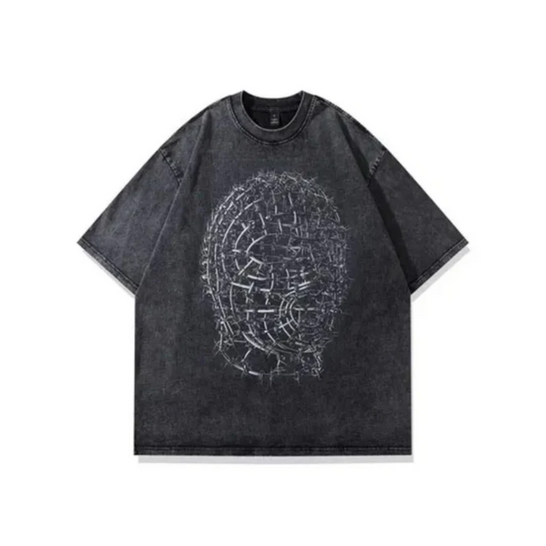 Cracked Sphere Graphic Tee - Washed Black Cotton