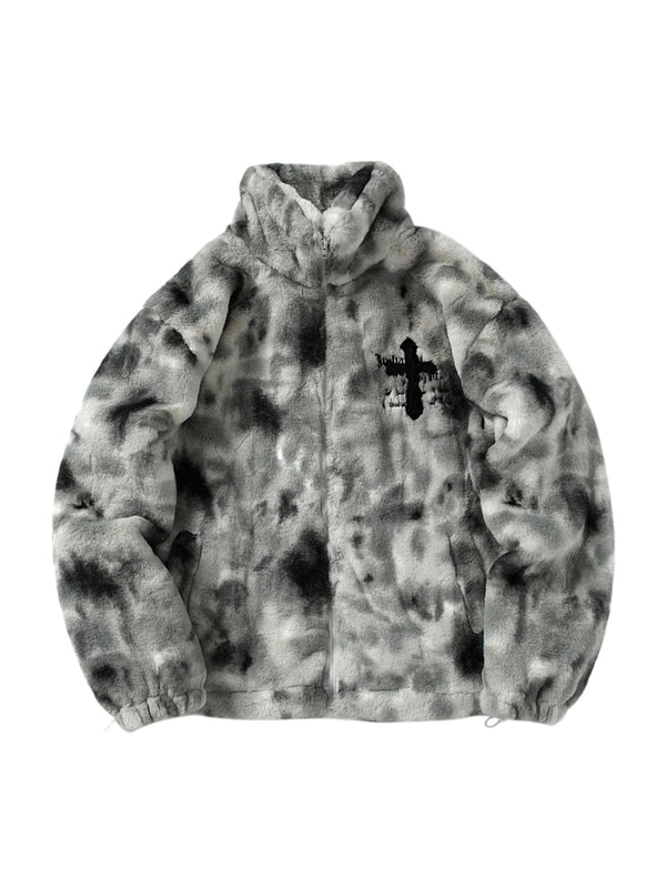 Cross Heavy-Duty Faux Lambswool Tie-Dye Jacket