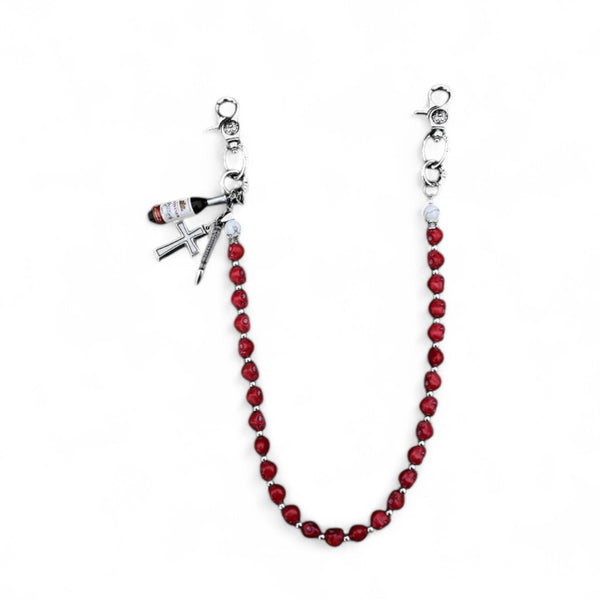 Cross Red Bead Wallet Chain