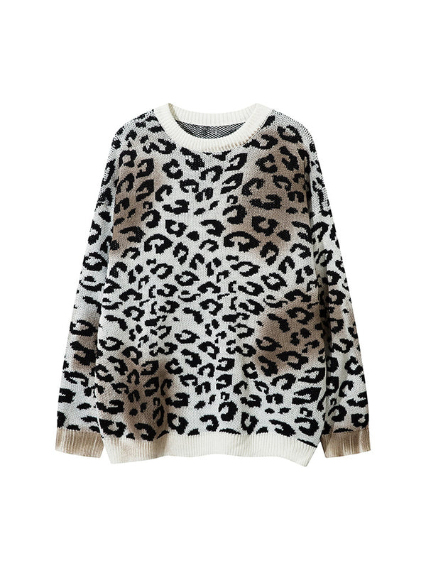 Leopard Jacquard Oversized Sweater