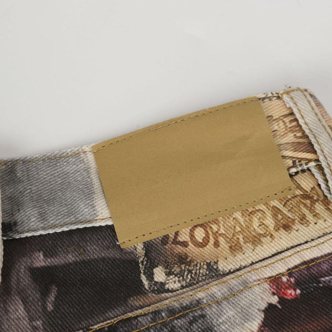 Eon Modish 25秋季新品美式街潮涂鸦设计洗水牛仔长裤