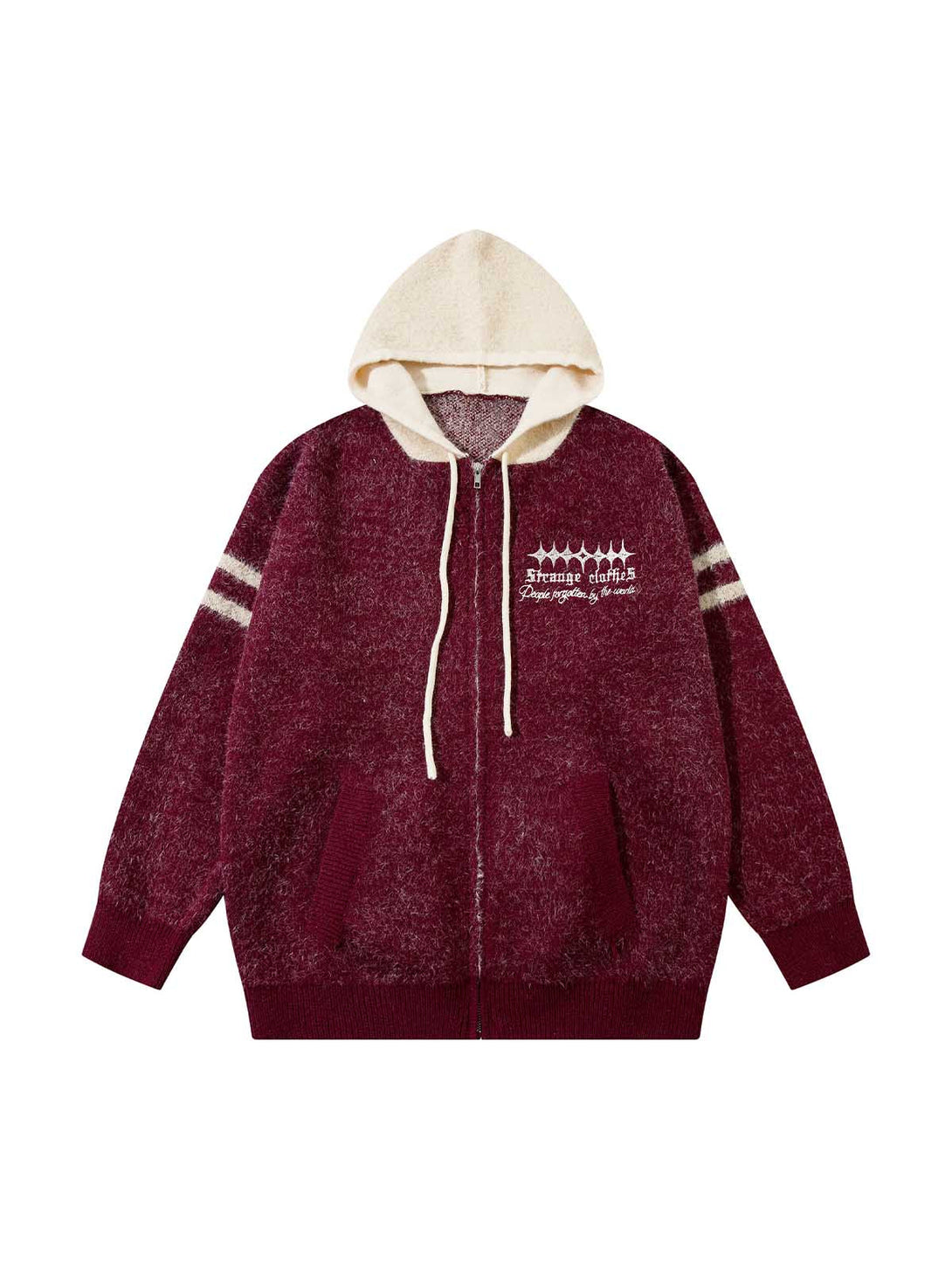 Red Angel Wings hoodie with white drawstrings and text on a white background